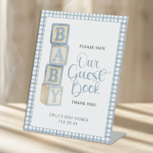 Dusty Blue Baby Blocks Please Sign Our Guest Book
