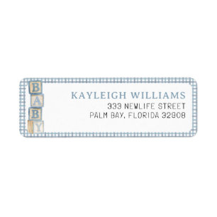 Dusty Blue Baby Blocks Return Address Label