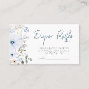 Dusty Blue Baby Bloom Baby Shower Diaper Raffle Enclosure Card