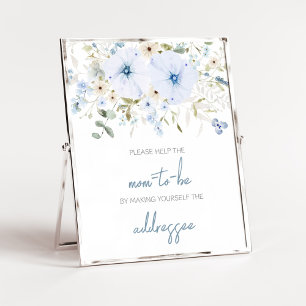 Dusty Blue Baby Bloom Baby Shower Envelope Station Poster