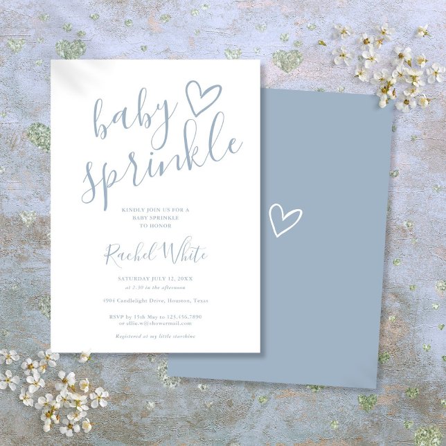 Dusty Blue Baby Boy Baby Sprinkle Shower Invitation (Dusty Blue Baby Boy Baby Sprinkle Shower Invitation)