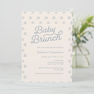 Dusty Blue Baby Brunch Minimalist Sage Boho Invitation