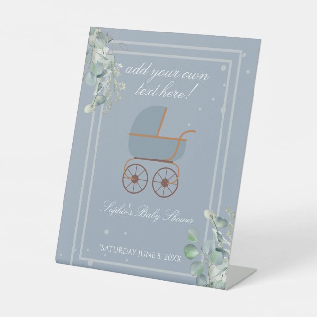 Dusty Blue Baby Carriage Custom Sign (Front)