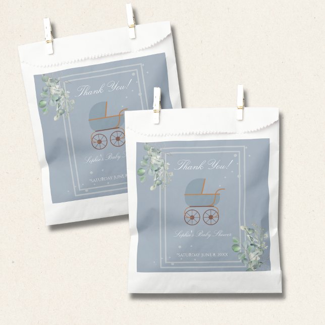Dusty Blue Baby Carriage Custom Sign Favour Bags (Creator Uploaded)