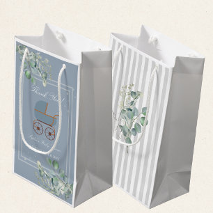 Dusty Blue Baby Carriage Custom Sign Small Gift Bag