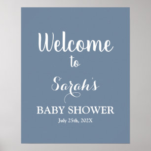 Dusty Blue Baby Shower Boy Welcome sign