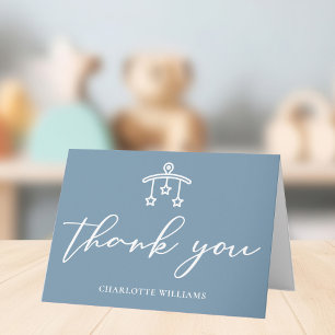 Dusty Blue Baby Shower Chic Minimalist Thank You Card