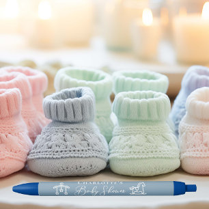 Dusty Blue Baby Shower Chic Personalised Black Ink Pen