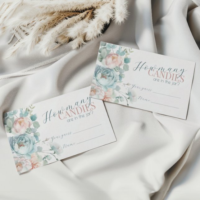 Dusty Blue Baby Shower guess how many candies  Enclosure Card (Creator Uploaded)