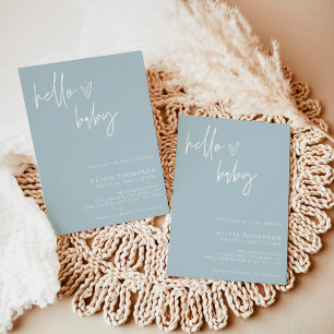 Dusty Blue Baby Shower Invite Boy Shower Invite