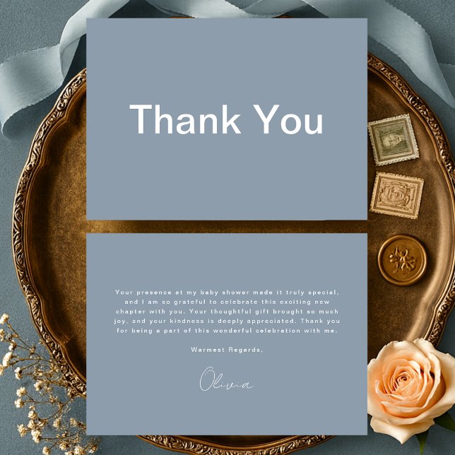 Dusty Blue Baby Shower Thank You Card (Creator Uploaded)