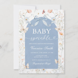 Dusty Blue Baby Sprinkle Floral Wildflower Invitation