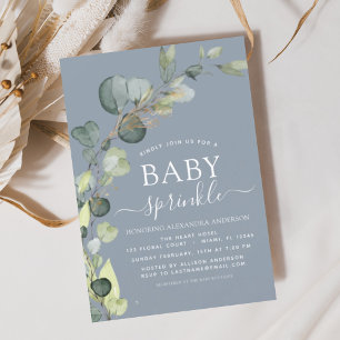 Dusty Blue Baby Sprinkle Shower Invitation