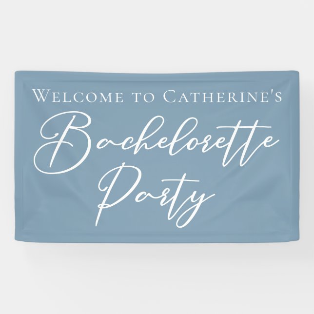 Dusty Blue Bachelorette Party Personalised Banner (Horizontal)