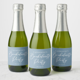 Dusty Blue Bachelorette Party Personalized Mini Sparkling Wine Label