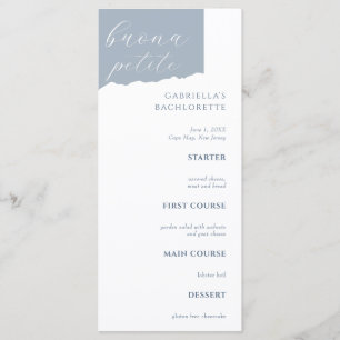 Dusty Blue Bachlorette Menu Italian