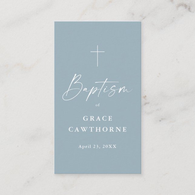 Dusty blue baptism favour tag (Front)
