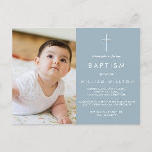 Dusty blue Baptism photo Postcard