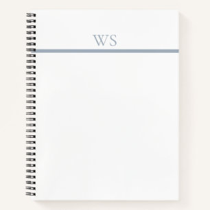 Dusty Blue Bar Monogram Personalised Notebook