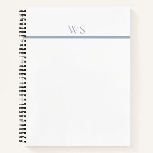 Dusty Blue Bar Monogram Personalised Notebook (Front)