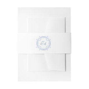 Dusty Blue Baroque Monogram Wedding Belly Band Invitation Belly Band