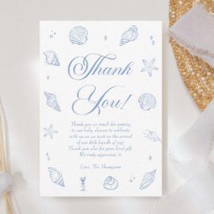 Dusty Blue Beach Coastal Baby Shower  Thank You Card