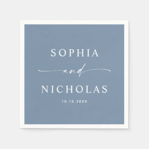 Dusty Blue Beach Wedding   Modern Coastal Bar Napkin