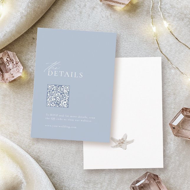 Dusty blue beach wedding QR code details Enclosure Card (Dusty blue beach wedding QR code details Enclosure Card)
