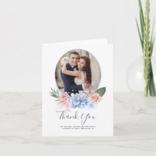 Dusty Blue Beach Wedding Thank You Photo Card