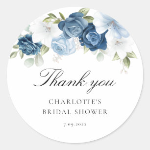 Dusty Blue Before I Do Floral Bridal Shower Classic Round Sticker