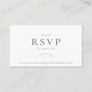 Dusty Blue Berries and Leaves Wedding RSVP Card