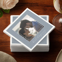 Dusty Blue Best Day Ever Photo Wedding Cocktail
