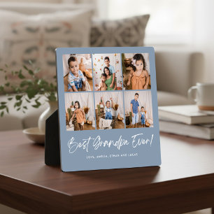 Dusty Blue Best Grandpa Ever Six Photo Plaque