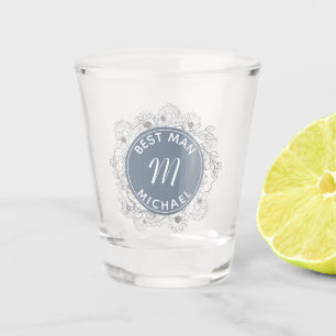 Dusty Blue Best Man Wedding Shot Glass
