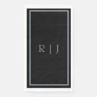 Dusty Blue Black Monogram Letters Initials Wedding