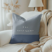 Dusty Blue Block Personalised Throw Pillow