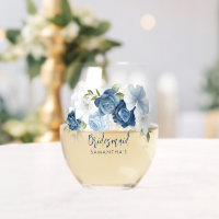 Dusty Blue Bloom Elegant Script Wedding Bridesmaid