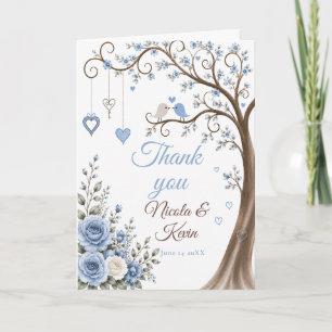 Dusty Blue Blossom Anniversary Party Thank You Card