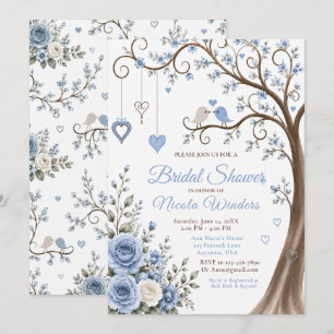 Dusty Blue Blossom Bridal Shower Invitation