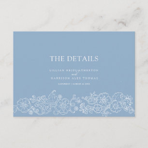 Dusty blue blossom butterflies wedding details  enclosure card