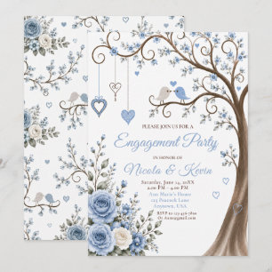 Dusty Blue Blossom Engagement Party Invitation