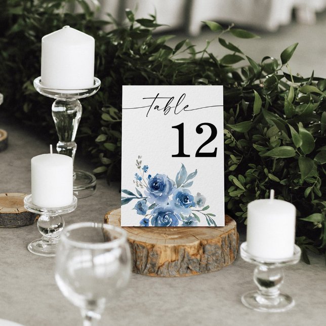 Dusty Blue & Blue Floral Table Number (Creator Uploaded)