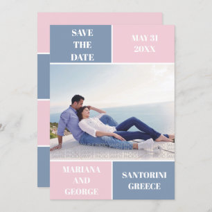 Dusty blue blush colour block wedding Save the Dat Save The Date