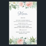 Dusty Blue Blush Floral Garden Wedding Menu Cards<br><div class="desc">Design features an elegant bouquet of succulent watercolor elements,  light pink,  ivory and white roses,  eucalyptus and other greenery.  Botanical elements are hand painted in shades of dusty blue,  light green and other similar matching garden colours.</div>