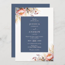 Dusty Blue & Blush Pink Floral Watercolor Wedding 