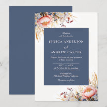Dusty Blue & Blush Pink Floral Watercolor Wedding 