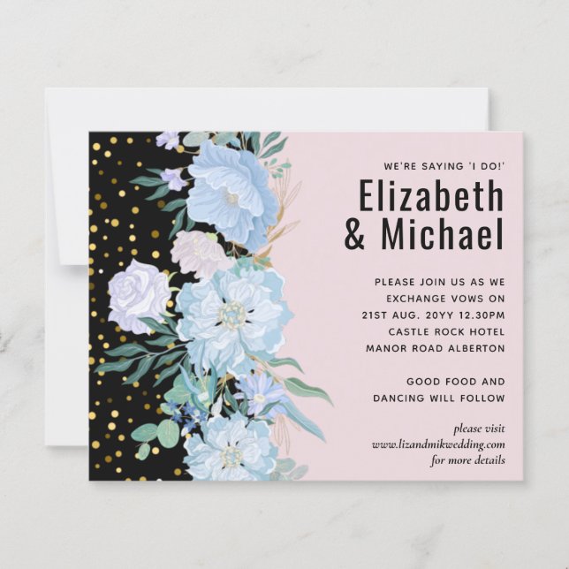 Dusty Blue Blush Pink Floral Wedding Budget (Front)