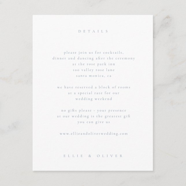 Dusty Blue Boho 1 Wedding Modern Enclosure Card (Front)