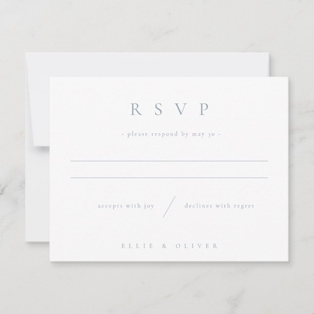 Dusty Blue Boho 1 Wedding Modern RSVP Card (Front)