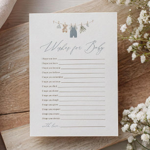 Dusty Blue Boho Baby Clothes Wishes for Baby Invitation